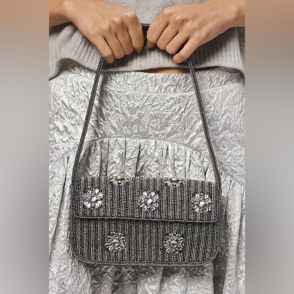 Anthropologie Fiona Beaded Shoulder Bag